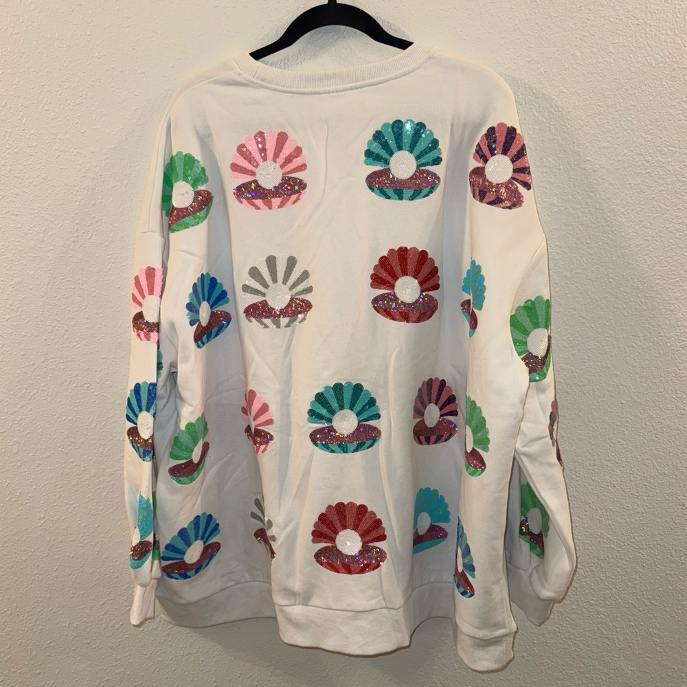 Clam Shell Sweatshirt by Queen of Sparkles. - Picture 4 of 4